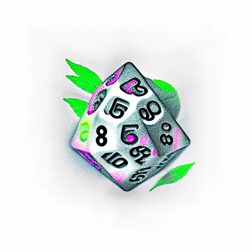 dice with weed tattoo design idea