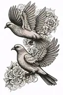 Two doves flying tattoo design idea
