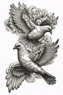 Two doves flying tattoo design idea