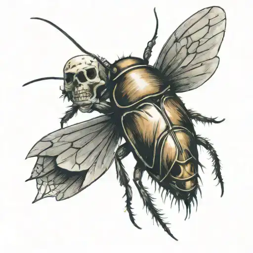 metamorphosis cockroach with human skull  tattoo design idea