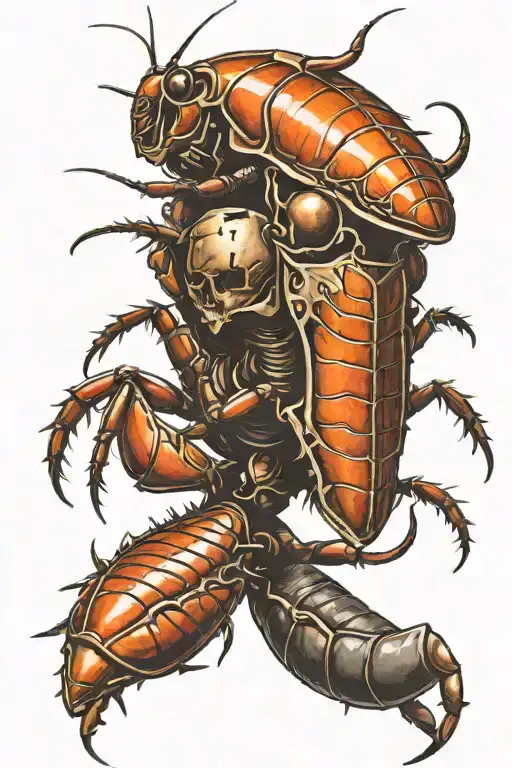 cockroach with human head skull tattoo design idea