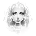 On the central part there is a full-length image of a girl. The girl is standing in front of the open door. A fire is de tattoo design idea