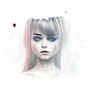 On the central part there is a full-length image of a girl. The girl is standing in front of the open door. A fire is de tattoo design idea