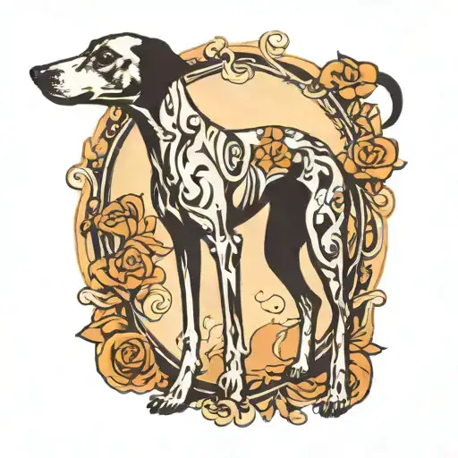 whippet silhouette tattoo design idea