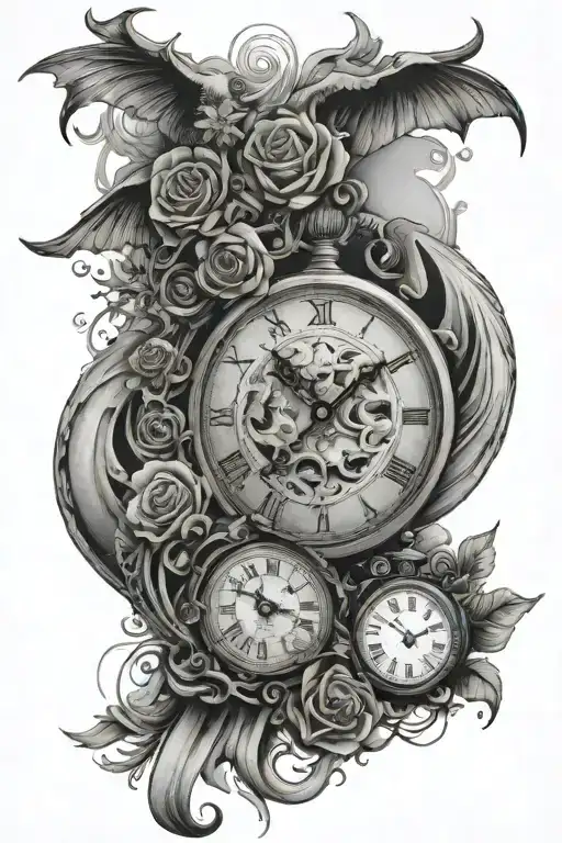 time, past, future, death tattoo design idea