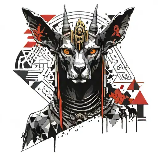anubis scales pyramids tattoo design idea