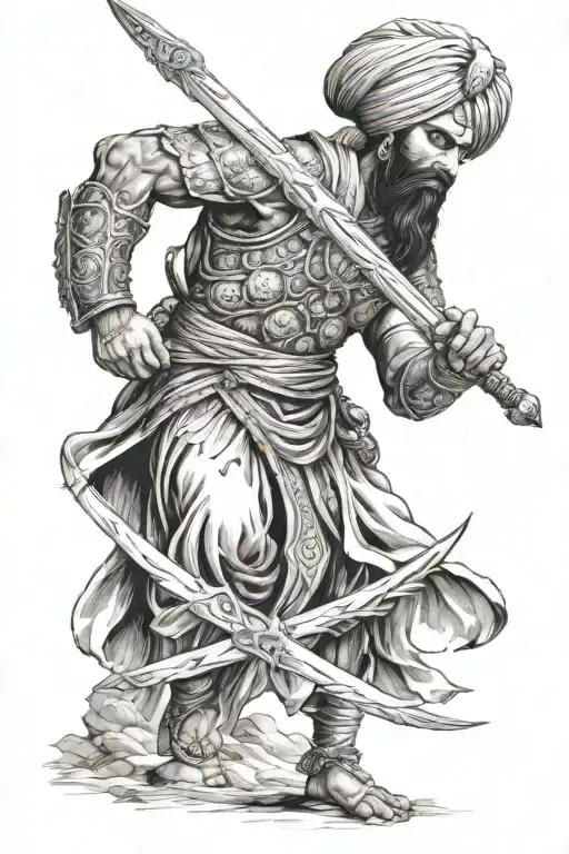 Sikh warrior wielding a sword tattoo design idea