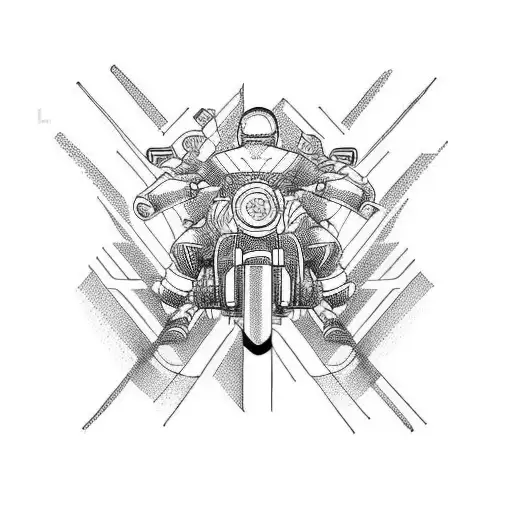 Motorbike and snowboard fusion tattoo design idea