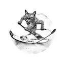 Puma silhouette with snowboard and stand up paddle incorporated tattoo design idea