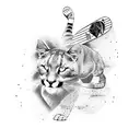 Puma silhouette with snowboard and stand up paddle incorporated tattoo design idea