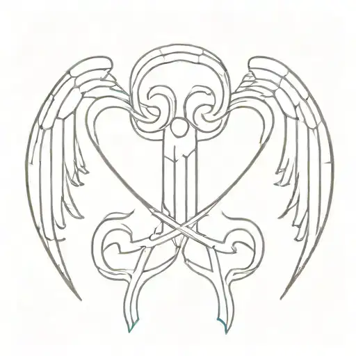 Valkyrie wings intertwined with a binary code key tattoo design idea