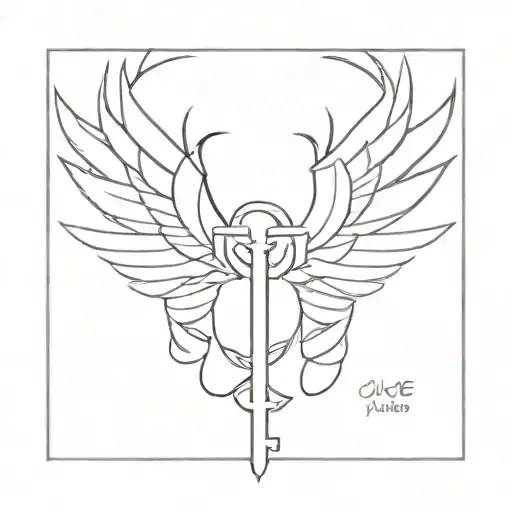 Valkyrie wings intertwined with a key tattoo design idea