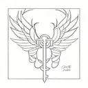 Valkyrie wings intertwined with a key tattoo design idea