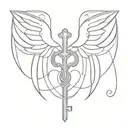 Valkyrie wings intertwined with a key tattoo design idea
