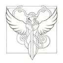 Valkyrie wings intertwined with a key tattoo design idea