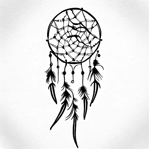 Dreamcatcher with one continuous line tattoo design idea
