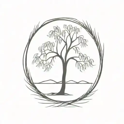 willow tree silhouette tattoo design idea