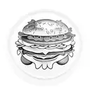 A playful Ronald McDonald holding a tray of burgers and fries tattoo design idea