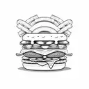 A playful Ronald McDonald holding a tray of burgers and fries tattoo design idea