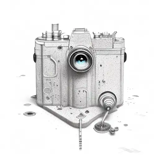 heartbeat with camera in center tattoo design idea