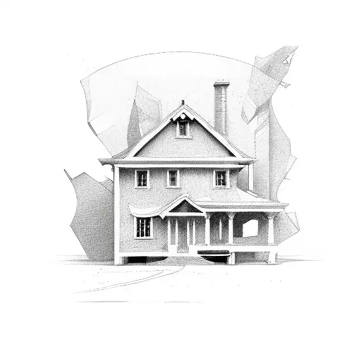 house in quadrangles tattoo design idea