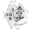 a house in a triangle tattoo design idea