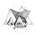 a house in a triangle tattoo design idea