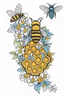 bee honeycomb bunch forget me tattoo design idea