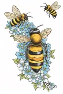bee honeycomb bunch forget me tattoo design idea