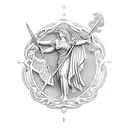 Athena holding spear and Medusa shield tattoo design idea