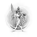 Athena holding spear and Medusa shield tattoo design idea