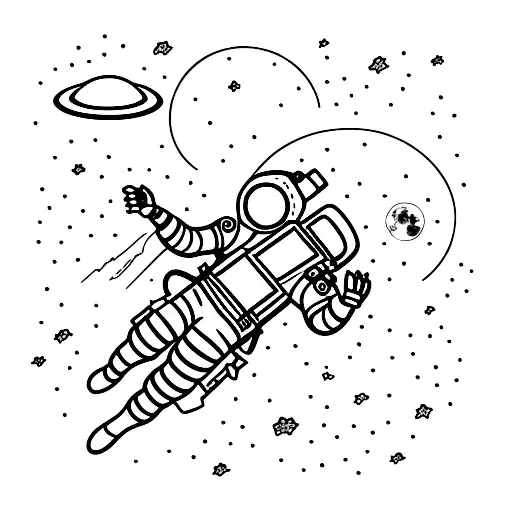astronaut on moon tattoo design idea