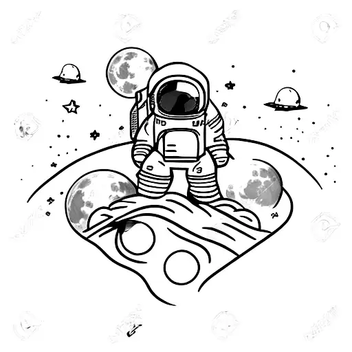 astronaut thinking on moon tattoo design idea