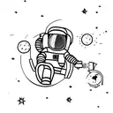 astronaut on moon tattoo design idea