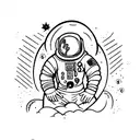 astronaut thinking on moon tattoo design idea