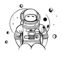 astronaut thinking on moon tattoo design idea