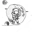 astronaut thinking on moon tattoo design idea