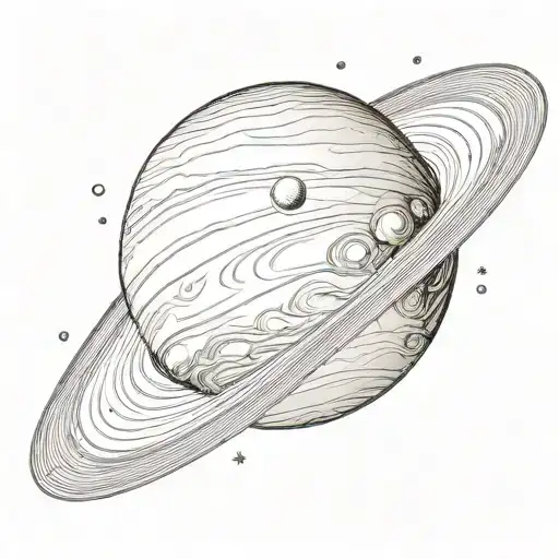 Create an image of Saturn that conveys a sense of tenderness and the sorrow of losing a baby. The planet Saturn should b tattoo design idea