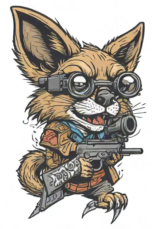 cartoon coyote with gun tattoo design idea