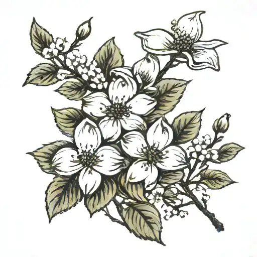 Dogwood tree in bloom tattoo design idea
