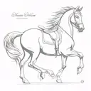 Elegant dressage horse performing a piaffe movement tattoo design idea