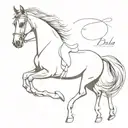 Elegant dressage horse performing a piaffe movement tattoo design idea