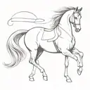 Elegant dressage horse performing a piaffe movement tattoo design idea