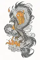 Flaming phoenix rising from the ashes tattoo design idea