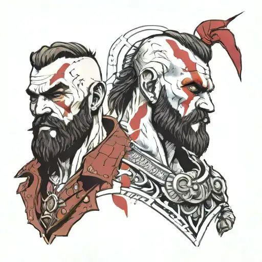 arthur morgan, kratos and joel tattoo design idea