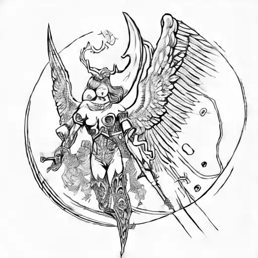 angel and demon fighting tattoo design idea