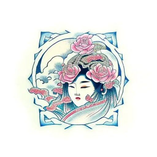 undefeated rose witness moon goddes of education tattoo design idea