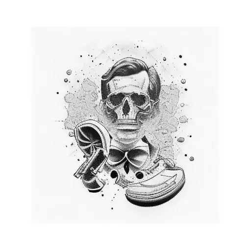 mafiosso with ciggarette alone in street tattoo design idea