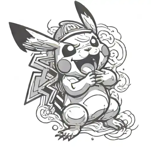 Pikachu snorting a line tattoo design idea