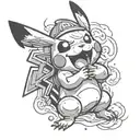 Pikachu snorting a line tattoo design idea